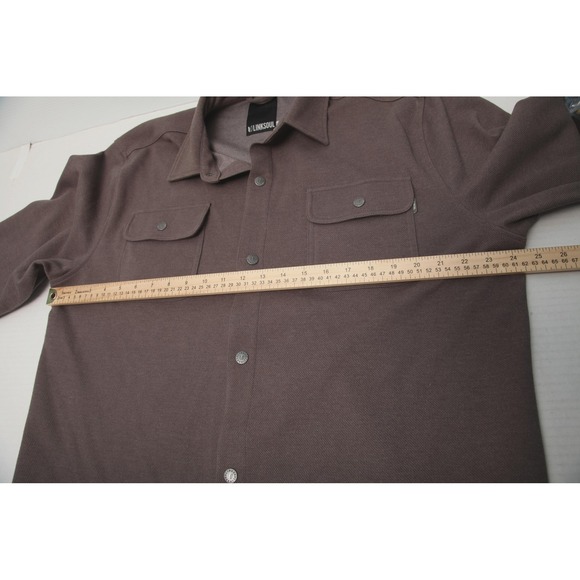 Linksoul Wyeth Shirt Jacket Mens XL Gray Snap Front Long Sleeve Pockets Shacket - Picture 8 of 12